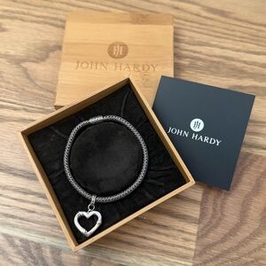 John Hardy Sterling Silver Bamboo Heart Charm Bracelet